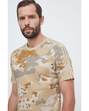 adidas Originals t-shirt bawełniany męski kolor beżowy wzorzysty