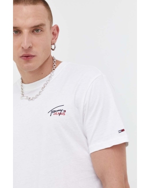 Tommy Jeans t-shirt bawełniany kolor biały z nadrukiem