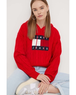 Tommy Jeans sweter damski kolor czerwony