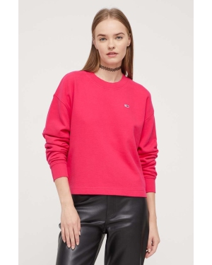 Tommy Jeans bluza bawełniana damska kolor czerwony gładka