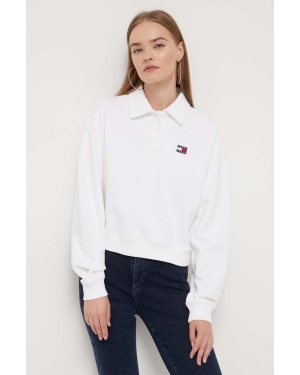 Tommy Jeans bluza bawełniana damska kolor biały z aplikacją