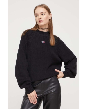 Tommy Jeans sweter bawełniany kolor czarny z półgolfem