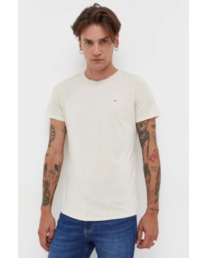 Tommy Jeans t-shirt męski kolor beżowy melanżowy