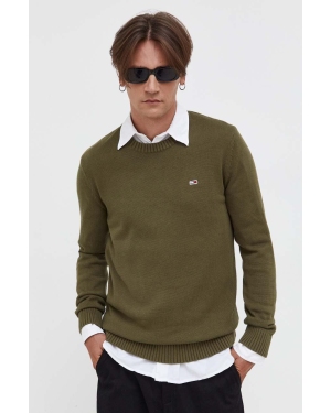 Tommy Jeans sweter bawełniany kolor zielony
