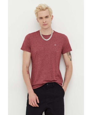 Tommy Jeans t-shirt męski kolor bordowy melanżowy