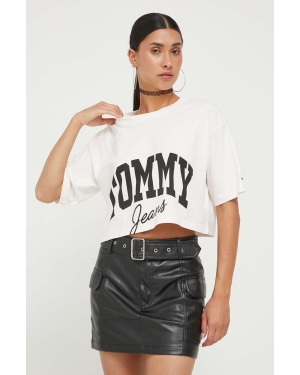 Tommy Jeans t-shirt bawełniany kolor beżowy