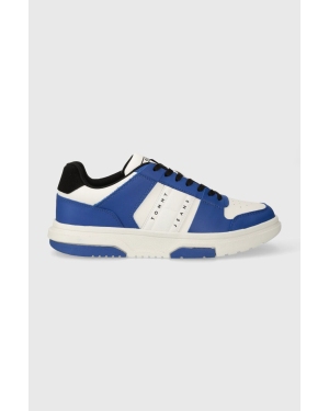 Tommy Jeans sneakersy skórzane TJM LEATHER CUPSOLE 2.0 kolor niebieski EM0EM01283