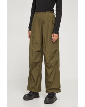 Tommy Jeans spodnie damskie kolor zielony szerokie medium waist