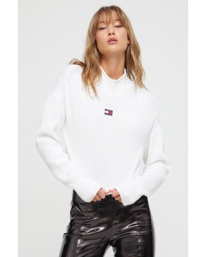 Tommy Jeans sweter bawełniany kolor biały lekki z półgolfem