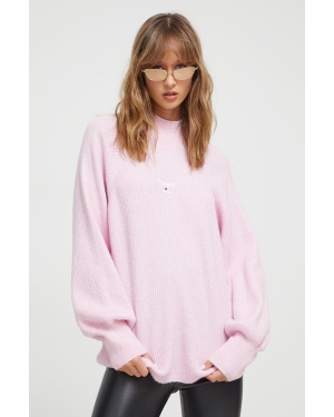 Tommy Jeans sweter damski kolor różowy z półgolfem