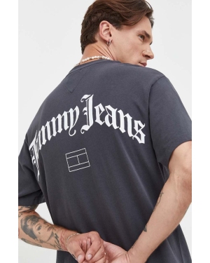 Tommy Jeans t-shirt bawełniany kolor szary z nadrukiem