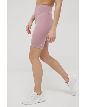 adidas Performance szorty treningowe Optime HG1202 damskie kolor różowy gładkie high waist