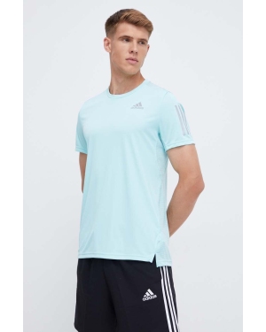 adidas Performance t-shirt do biegania Own the Run kolor turkusowy z nadrukiem