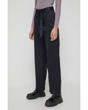 Abercrombie & Fitch spodnie damskie kolor czarny szerokie high waist