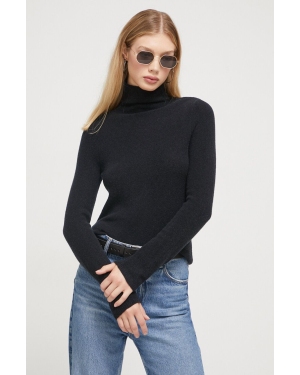 Abercrombie & Fitch sweter wełniany damski kolor czarny lekki z golfem