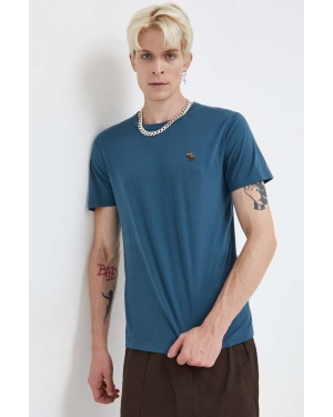 Abercrombie & Fitch t-shirt męski kolor turkusowy gładki