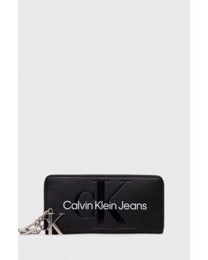 Calvin Klein Jeans portfel + brelok damski kolor czarny