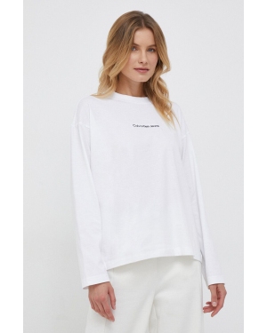 Calvin Klein Jeans longsleeve bawełniany kolor biały