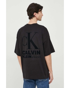 Calvin Klein Jeans t-shirt bawełniany kolor czarny z aplikacją