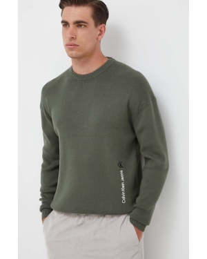 Calvin Klein Jeans sweter bawełniany kolor zielony