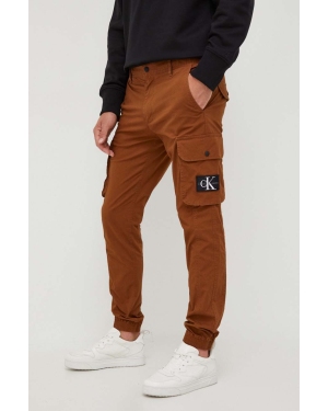 Calvin Klein Jeans spodnie męskie kolor brązowy w fasonie cargo