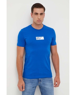 Calvin Klein Jeans t-shirt bawełniany kolor niebieski z nadrukiem