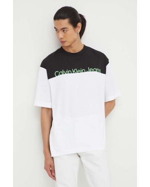 Calvin Klein Jeans t-shirt bawełniany kolor czarny wzorzysty