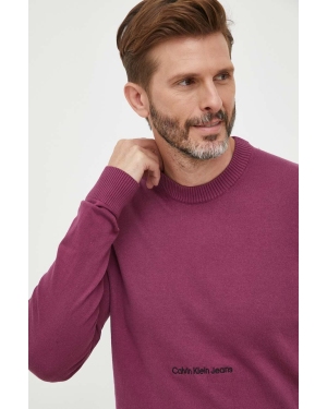Calvin Klein Jeans sweter bawełniany kolor fioletowy lekki