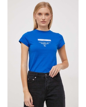Calvin Klein Jeans t-shirt bawełniany damski kolor niebieski