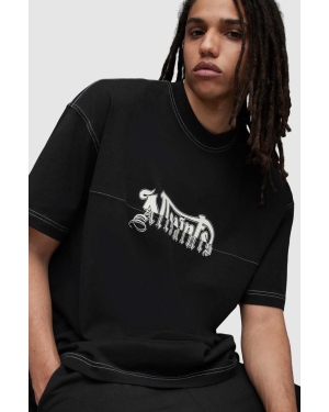 AllSaints t-shirt MG053Z SPLINTERED SS CREW męski kolor czarny z nadrukiem