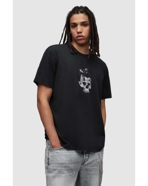 AllSaints t-shirt MG067Z RELICS SS CREW męski kolor czarny wzorzysty