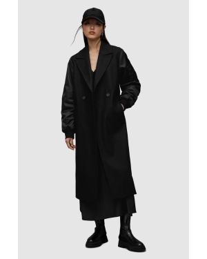 AllSaints płaszcz WO103Z PAULAH COAT damski kolor czarny