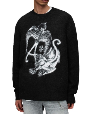 AllSaints sweter MK004Z WILDER CREW męski kolor czarny ciepły
