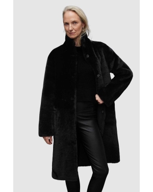 AllSaints płaszcz dwustronny SERRA SHEARLING COAT damski kolor czarny zimowy