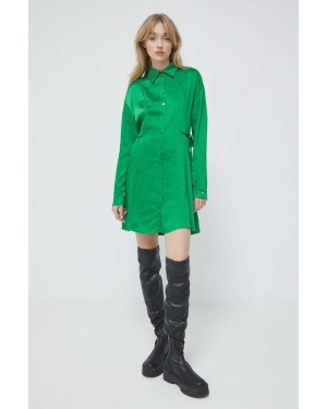 HUGO sukienka kolor zielony mini rozkloszowana
