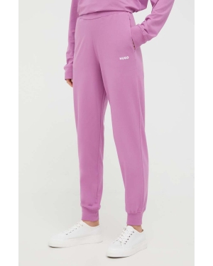 HUGO spodnie lounge kolor fioletowy gładkie