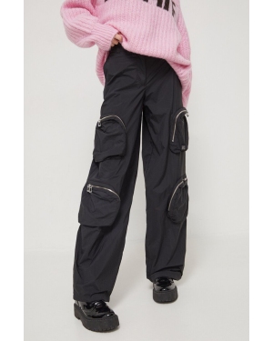 HUGO spodnie damskie kolor czarny szerokie high waist