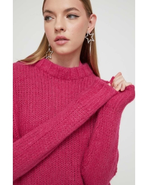 HUGO sweter wełniany damski kolor różowy ciepły