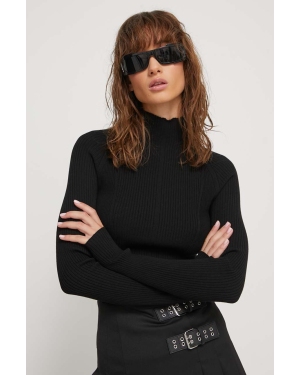 HUGO sweter damski kolor czarny lekki z półgolfem