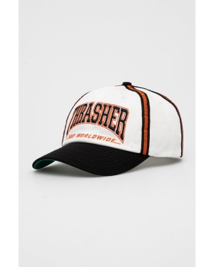 HUF czapka bawełniana x Trasher kolor biały z aplikacją