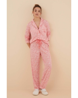 women'secret piżama bawełniana MASCULINE LOBBY kolor różowy bawełniana 3596050