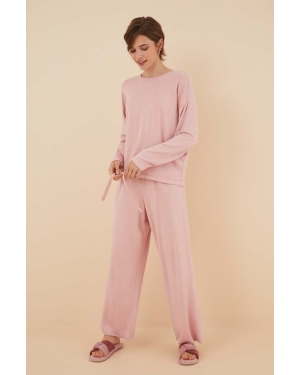 women'secret piżama HOME EXPERIENCE damska kolor różowy 4756610