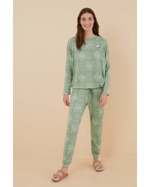 women'secret piżama Snoopy damska kolor zielony 3136008