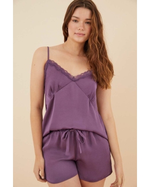 women'secret piżama SENSE 2 damska kolor fioletowy satynowa 2546926