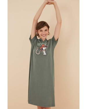 women'secret koszula piżamowa bawełniana Snoopy kolor zielony bawełniana 4446196