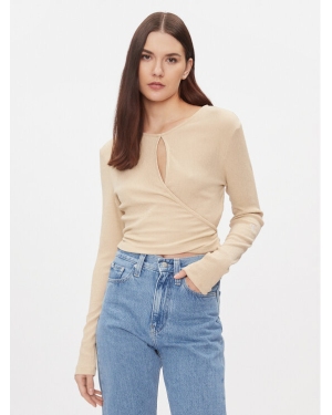 Calvin Klein Jeans Bluzka J20J222559 Beżowy Slim Fit