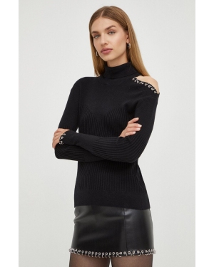 Patrizia Pepe sweter z domieszką wełny damski kolor czarny lekki z golfem