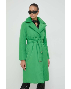 Patrizia Pepe płaszcz damski kolor zielony przejściowy dwurzędowy