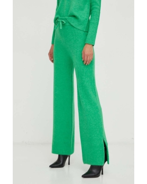 Patrizia Pepe spodnie z domieszką wełny kolor zielony proste high waist