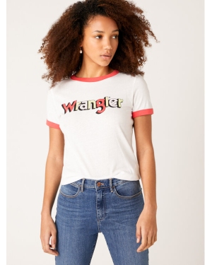 Wrangler T-Shirt Ringer Tee Paradise W7N0EVXLD Różowy Regular Fit